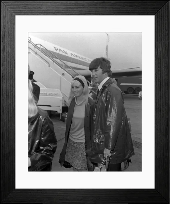 Framed Print : John Lennon and girlfriend Cynthia at Heathrow Airport 26 May 1964