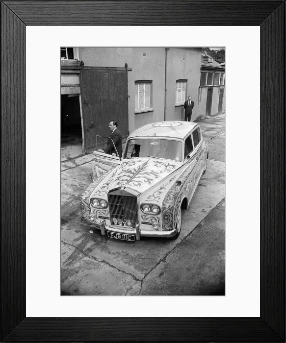 Framed Print : John Lennons psychedelically painted Rolls-Royce leaves the car paint shop of J. P
