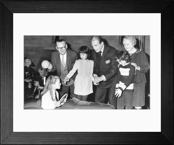 Framed Print : Jack Warner, who played Dixon of Dock Green demonstrates correct Zebra crossing prodedure Framed Print : Jack Warner, who played Dixon of Dock Green demonstrates correct Zebra crossing prodedure
