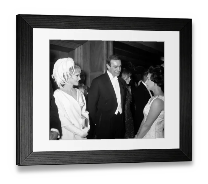 Framed Print : Actor Sean Connery with wife Diane Cilento meeting Princess Margaret at the London Film Framed Print : Actor Sean Connery with wife Diane Cilento meeting Princess Margaret at the London Film