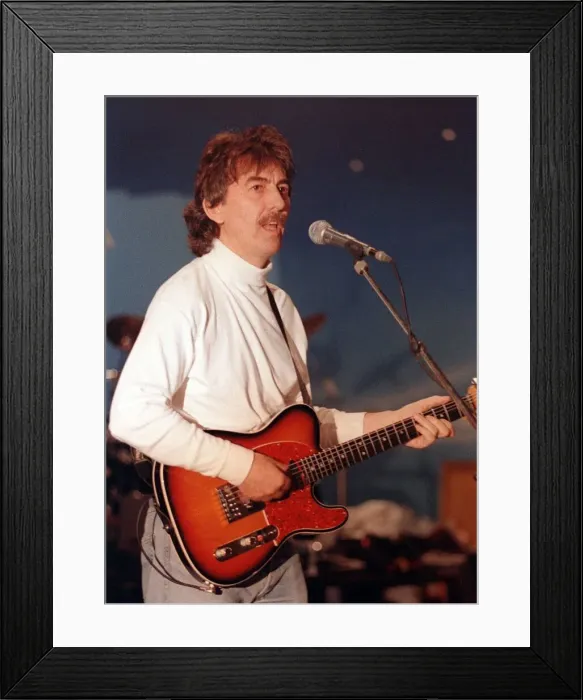 Framed Print : George Harrison rehearsing at Shepperton Studios for his London Concert Monday 6th April