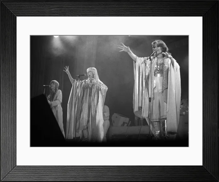 Framed Print : Pop Group Abba in concert in Birmingham England 1977 Framed Print : Pop Group Abba in concert in Birmingham England 1977