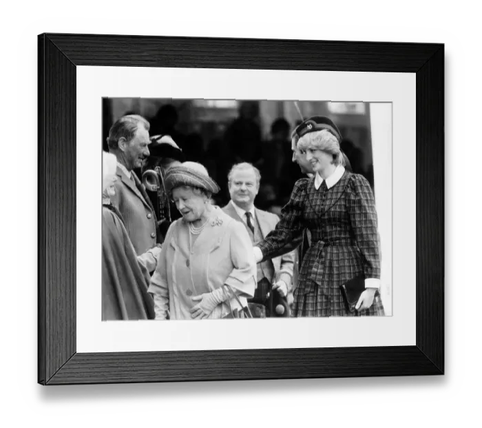 Framed Print : Princess Diana helps the Queen Mother at the annual Braemar Highland Games near Framed Print : Princess Diana helps the Queen Mother at the annual Braemar Highland Games near