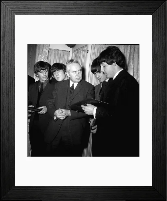 Framed Print : The Beatles and Harold Wilson MP, Labour Party Leader who presented them with their