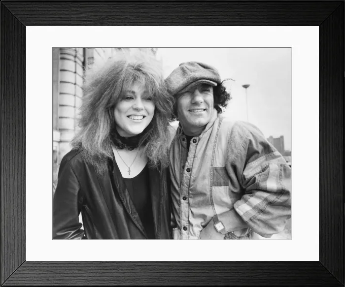Framed Print : Brian Johnson lead singer of the rock group AC / DC, pictured with Carole McInulty of Framed Print : Brian Johnson lead singer of the rock group AC / DC, pictured with Carole McInulty of