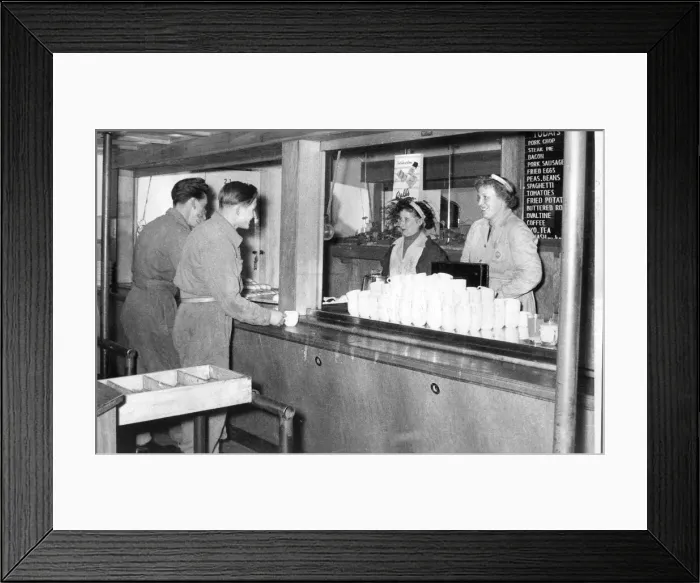 Framed Print : Tea and a wad'in the N. A. A. F. I. for Fus. George Hall of North Shields