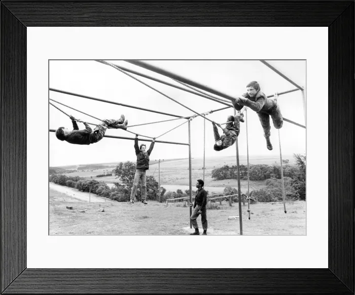 Framed Print : These young boys from Hexham are getting the chance to use the climbing ropes