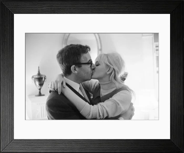 Framed Print : Actor and comedian Peter Sellers seen her with his film actress fiancee Britt Ekland