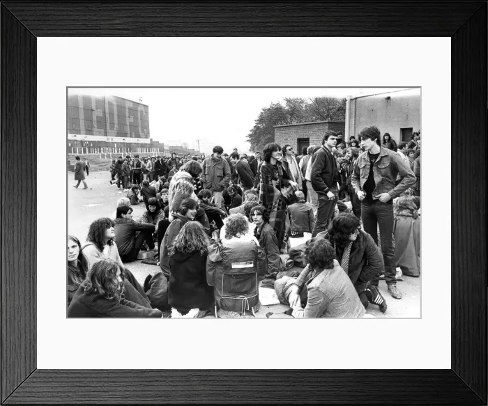 Framed Print : Fans queueing at St. Jamess Park, Newcastle for tickets for a Rolling Stones concert
