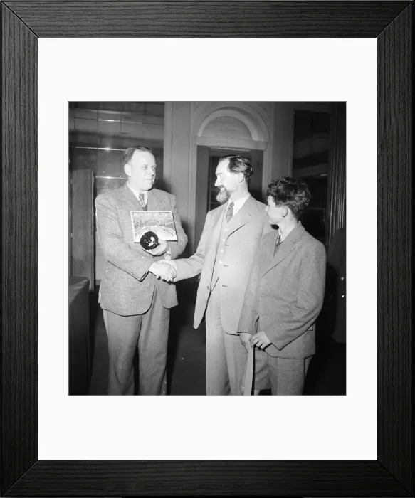 Framed Print : Bernard Venables seen here presenting prizes at the Daily Mirror Angling Contest Luncheon