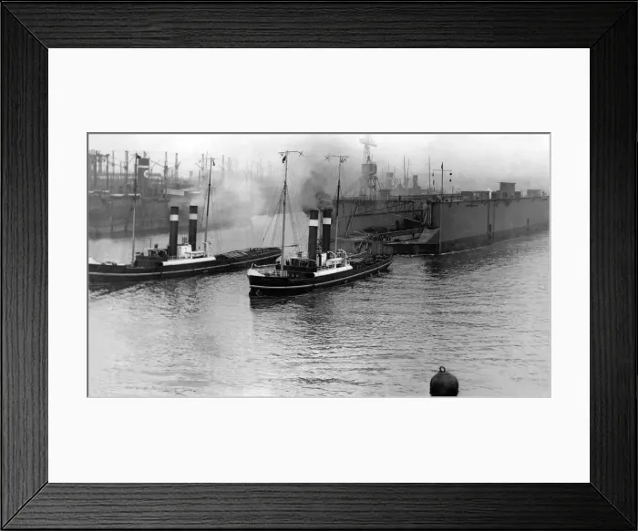 Framed Print : The 13, 000 miles ahead the floating dock built at Wallsend for New Zealand is seen