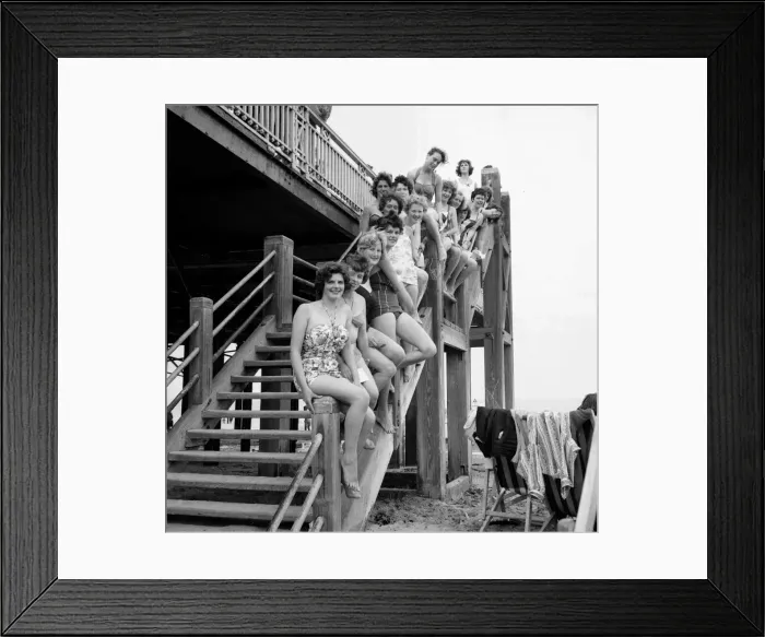 Framed Print : Beauty contest girls playing on the beach at Margate. 7th September 1960 Framed Print : Beauty contest girls playing on the beach at Margate. 7th September 1960