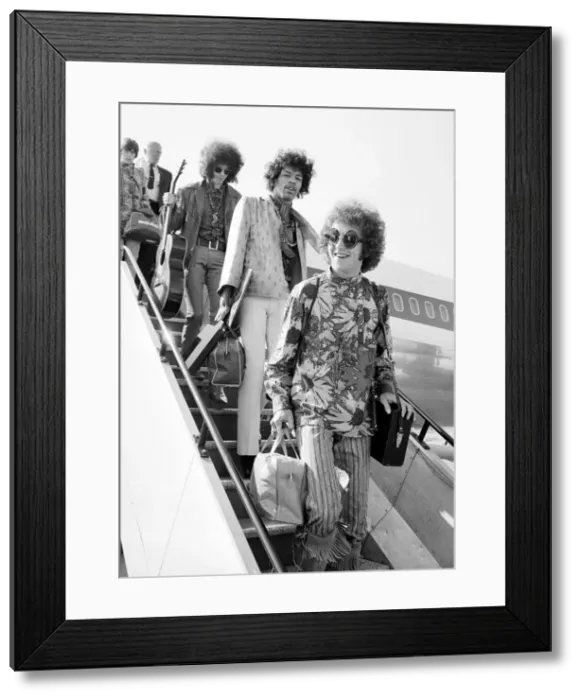 Framed Print : Jimi Hendrix arrives with members of his band The Jimi Hendrix Experience Framed Print : Jimi Hendrix arrives with members of his band The Jimi Hendrix Experience