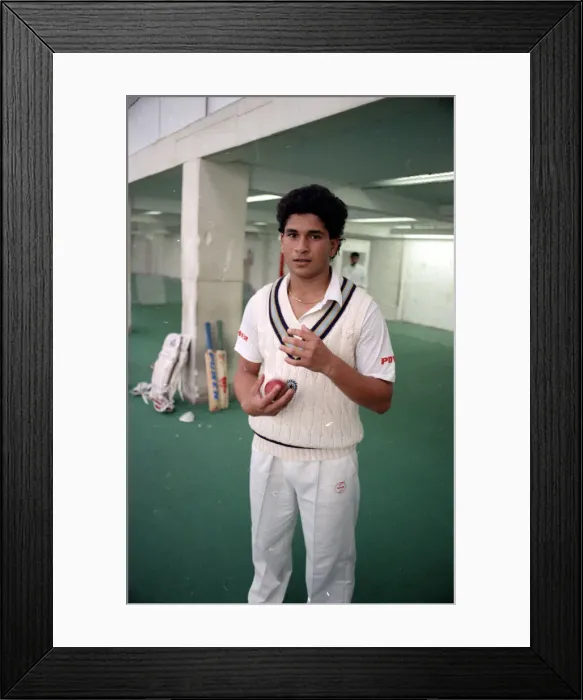 Framed Print : Indian cricketer Sachin Tendulkar in England for his first test series Framed Print : Indian cricketer Sachin Tendulkar in England for his first test series