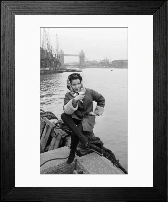Framed Print : Millicent Martin by the Thames during filming of Nothing but the best Framed Print : Millicent Martin by the Thames during filming of Nothing but the best
