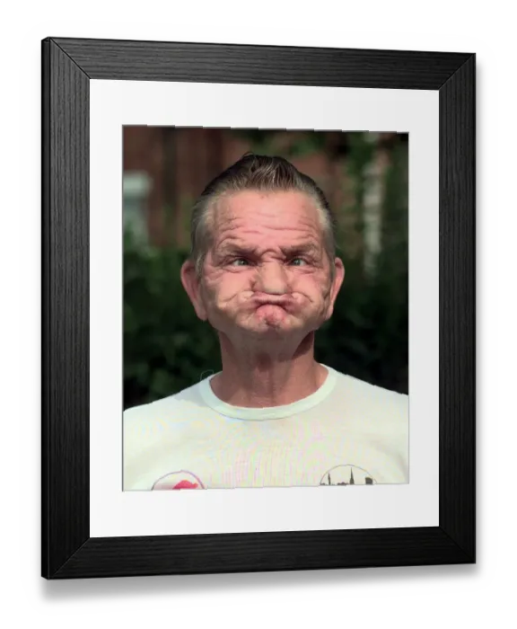 Framed Print : Mr Dennis Russell of Walsall, with one of his Gurning faces. 8th June 1998 Framed Print : Mr Dennis Russell of Walsall, with one of his Gurning faces. 8th June 1998