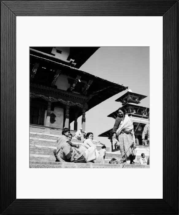 Framed Print : Nepalese women seen here resting on the steps of one of the temples Durbar Square Framed Print : Nepalese women seen here resting on the steps of one of the temples Durbar Square