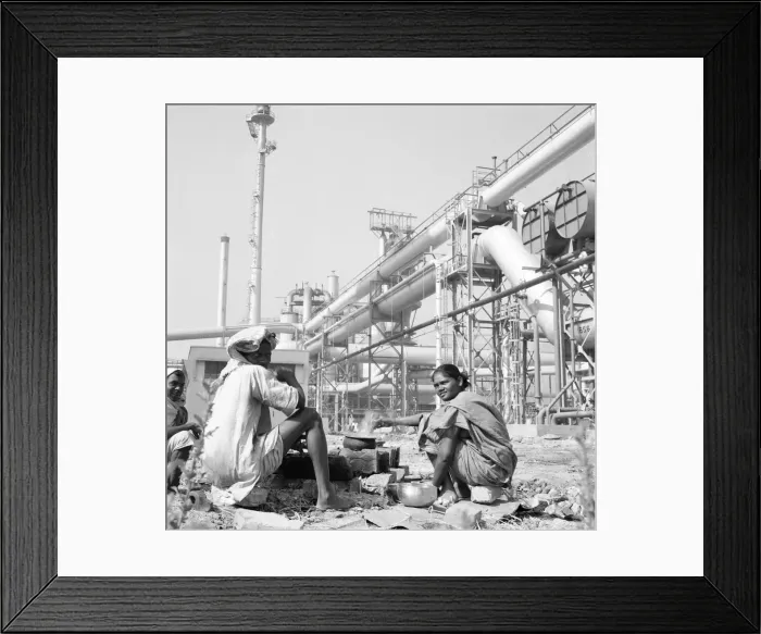 Framed Print : Women water carrier seen here making tea for the workers at the Durgapur steel works in