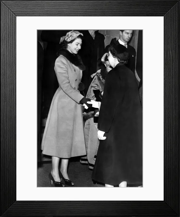 Framed Print : Queen Elizabeth II is introduced to Depute Mayor of Sunderland Miss EE Blacklock during a Framed Print : Queen Elizabeth II is introduced to Depute Mayor of Sunderland Miss EE Blacklock during a