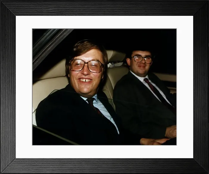 Framed Print : David Mellor Conservative MP for Putney leaves Press Fund Lunch