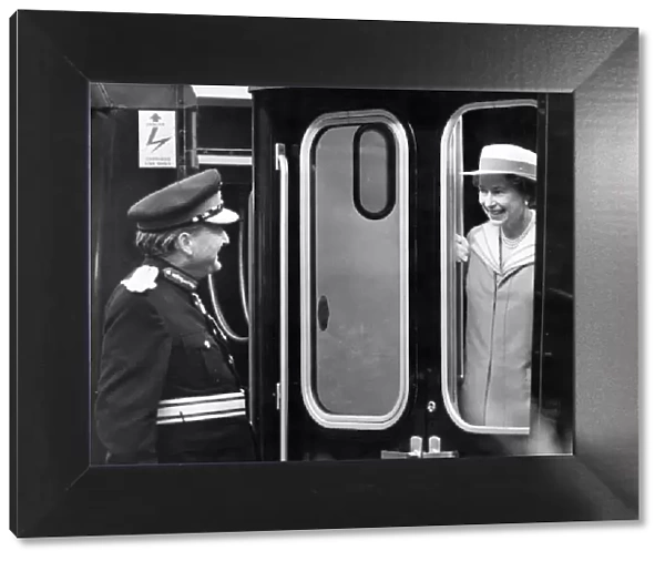 Queen Elizabeth II says goodbye to Sir Ralph Carr-Ellison at Newcastle Central Station