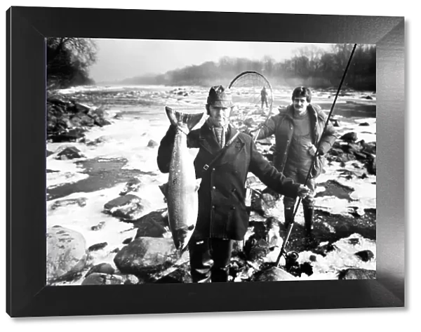 Wylam Angling Club members Graham Heaney (left) with John Eden with the first salmon