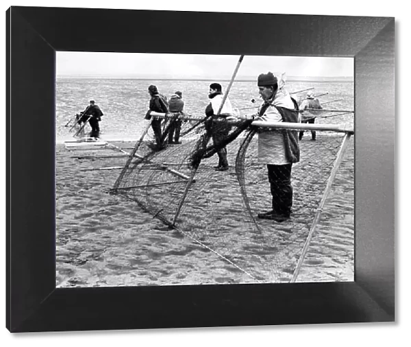The haaf-net fisherman of Solway firth, at their nets, started fishing on the first day