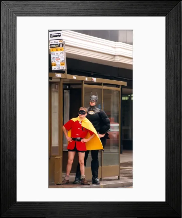 Framed Print : Batman and Robin, alias Lee Davison and Wayne Miller who helped to launch the Catherine Framed Print : Batman and Robin, alias Lee Davison and Wayne Miller who helped to launch the Catherine