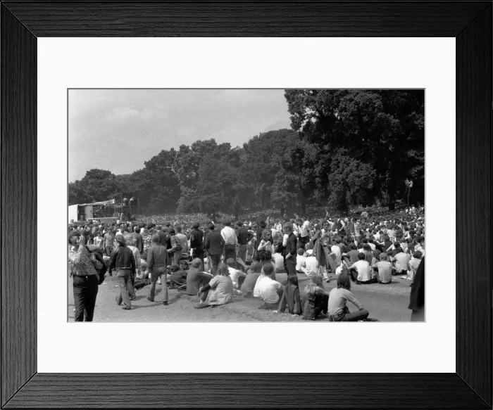 Framed Print : Crowds gather at The Rolling Stones concert in Hyde Park, London. 5th July 1969 Framed Print : Crowds gather at The Rolling Stones concert in Hyde Park, London. 5th July 1969