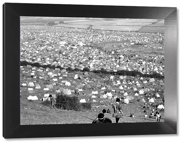 Crowded campsite at The Isle of Wight Pop Festival. 30th August 1970