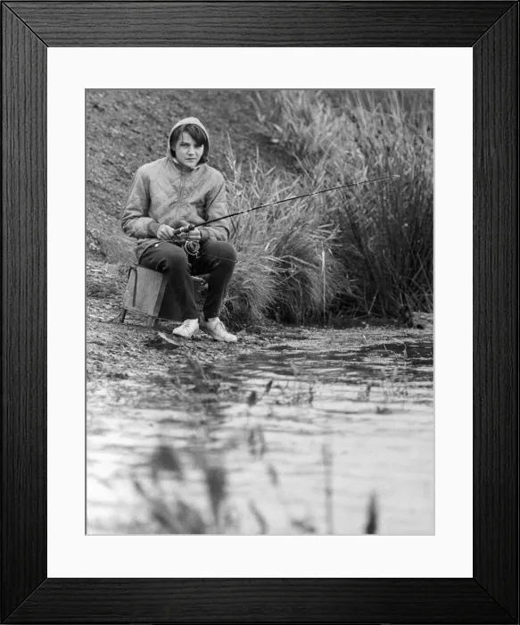 Framed Print : Dora Houston seen here fishing close to her home in Wigan