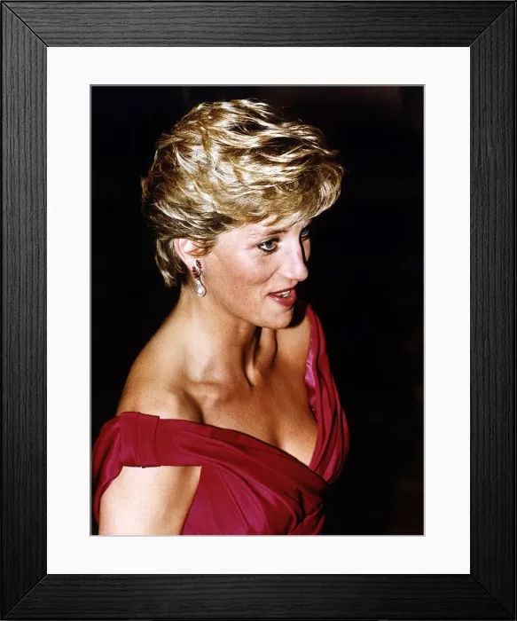 Framed Print : Diana, Princess of Wales, wearing a Victor Edelstein evening dress to a performance of