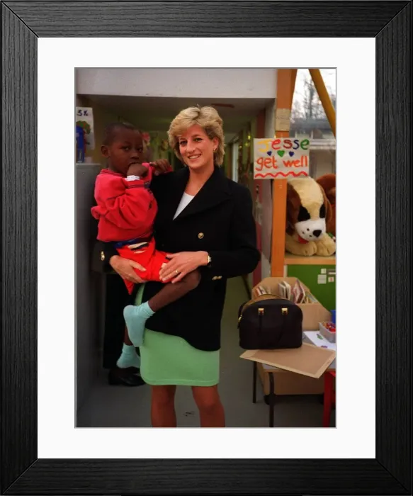 Framed Print : Diana, Princess of Wales, with seven year old Arnaud Wambo from Cameroon Framed Print : Diana, Princess of Wales, with seven year old Arnaud Wambo from Cameroon