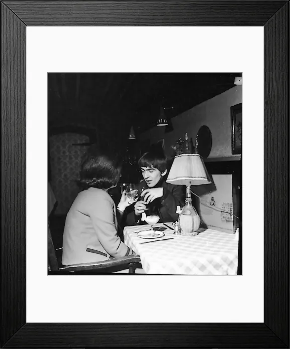 Framed Print : George Harrison out on a date with a friend of the family, London