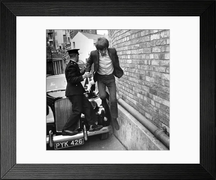 Framed Print : Beatles files 1964 The Beatles limousine gets stuck outside Futurist theatre in
