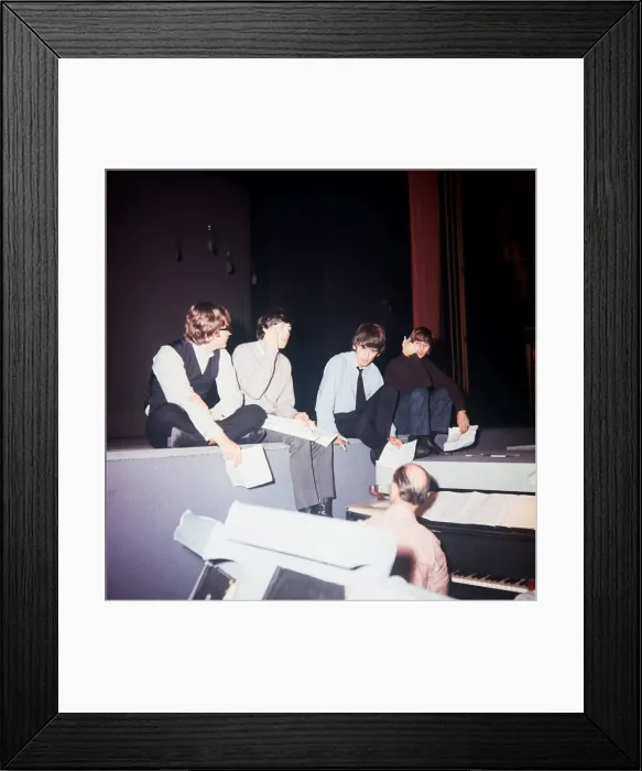 Framed Print : The Beatles running through a Flying Ballet routine with sketch director Joseph