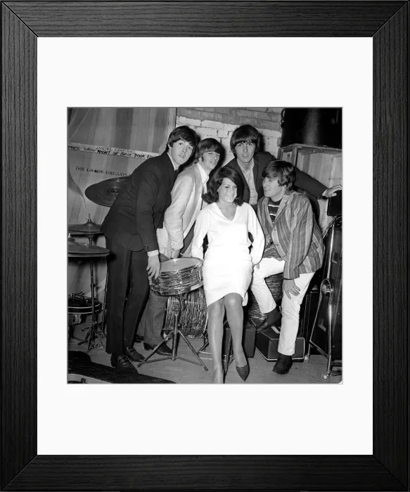 Framed Print : The Beatles backstage at the Futurist theatre in Scarborough with Cherry Rowland one of Framed Print : The Beatles backstage at the Futurist theatre in Scarborough with Cherry Rowland one of