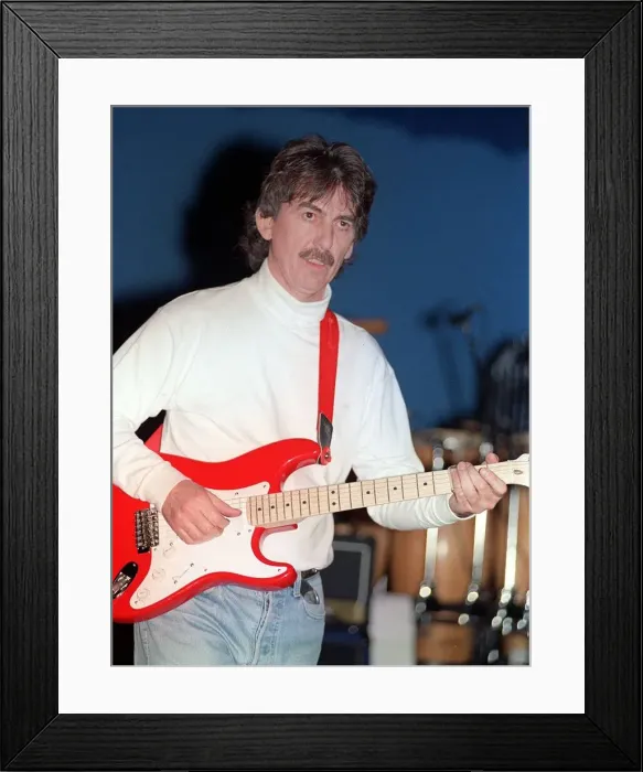 Framed Print : George Harrison rehearsing at Shepperton Studios for his London Concert Monday 6th April Framed Print : George Harrison rehearsing at Shepperton Studios for his London Concert Monday 6th April