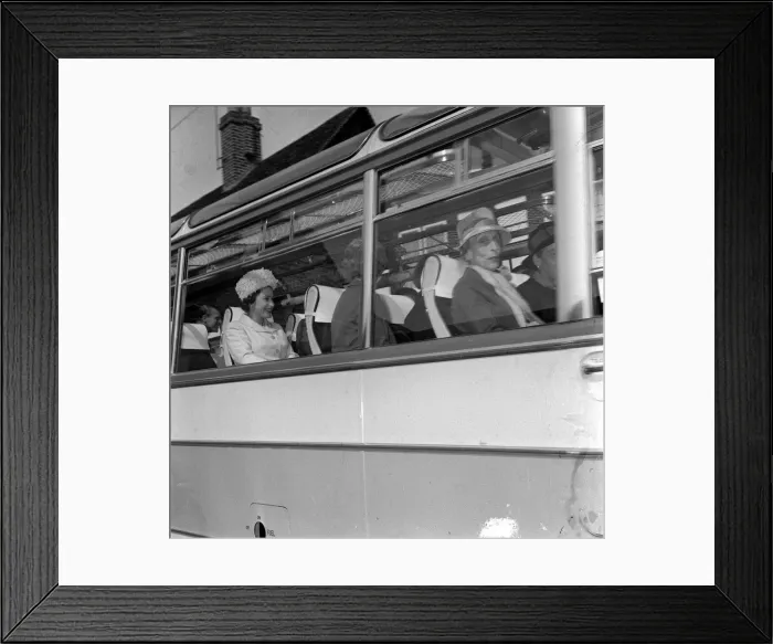 Framed Print : Queen Elizabeth sitting on a coach, circa April 1963