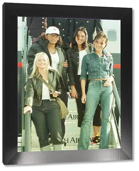 The Spice Girls September 1998 arrive at London Heathrow Airport from Prague on a British