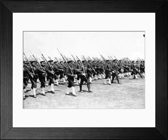 Framed Print : The march past of Japanese sailors, 2, 000 of whom were received in Hangkew Park, Shanghai Framed Print : The march past of Japanese sailors, 2, 000 of whom were received in Hangkew Park, Shanghai