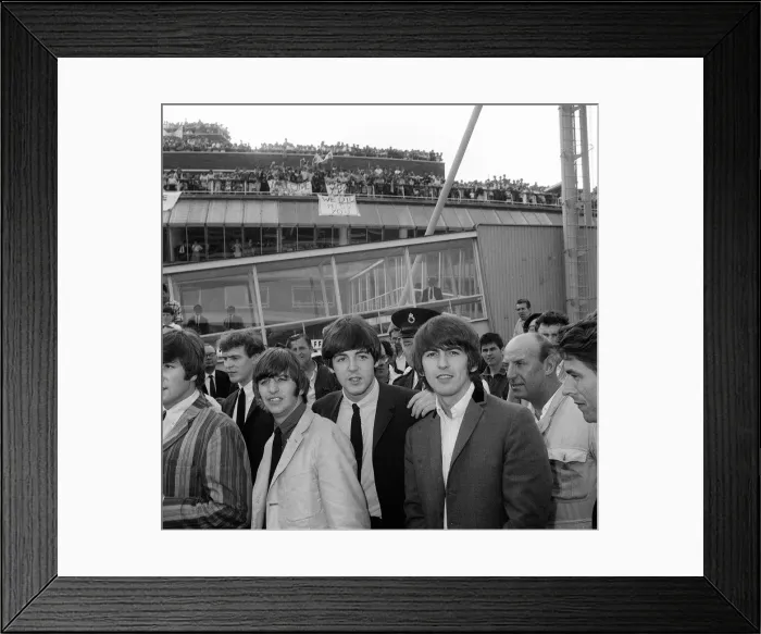 Framed Print : The Beatles at London Airport after returning home from performing in Stockholm Framed Print : The Beatles at London Airport after returning home from performing in Stockholm