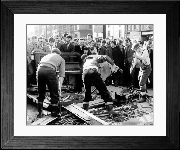 Framed Print : Newcastles students during rag week in 1961 breaking pianos in the Haymarket