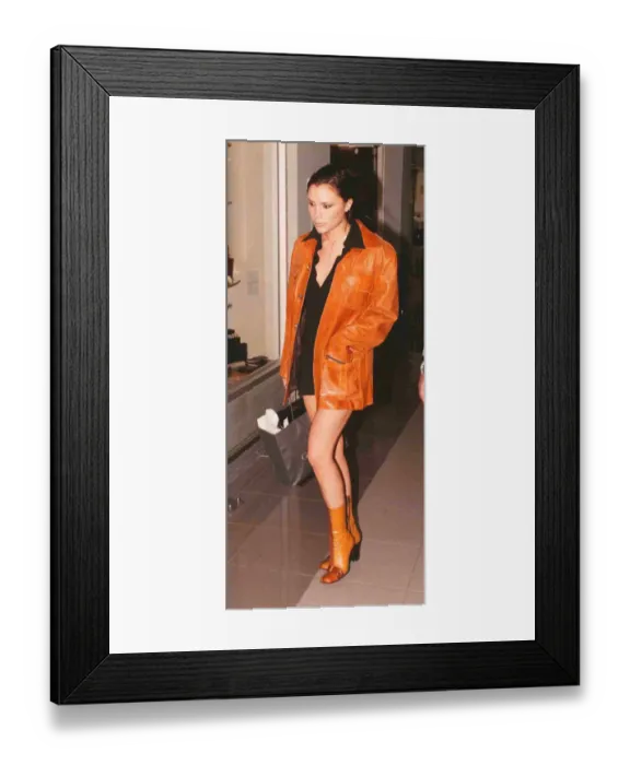 Framed Print : Victoria of the Spice girls leave Heathrow for Paris 1997
