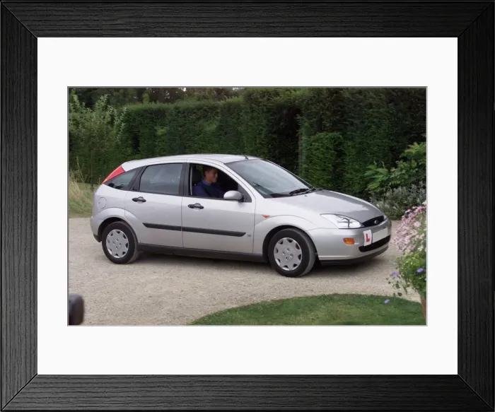 Framed Print : Prince William at Highgrove during driving lesson July 1999 in a Ford Focus Framed Print : Prince William at Highgrove during driving lesson July 1999 in a Ford Focus