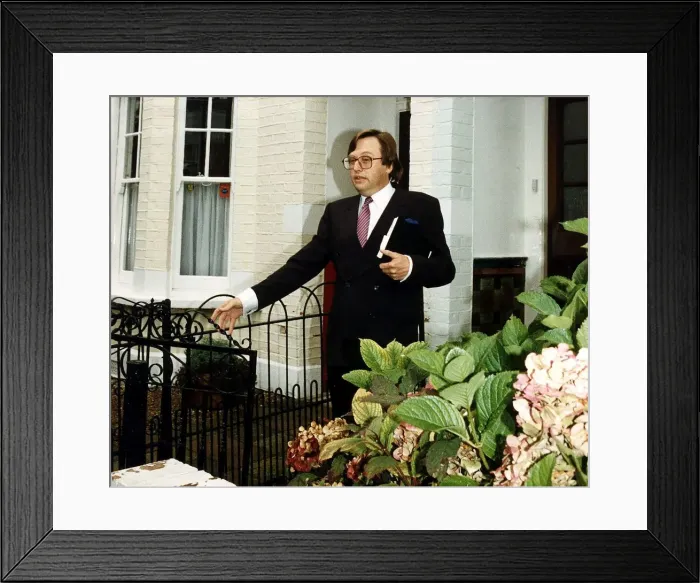 Framed Print : David Mellor Former Conservative MP leaving his home in Putney Framed Print : David Mellor Former Conservative MP leaving his home in Putney