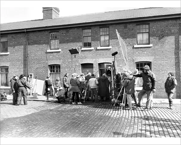 A film crew at work in the newly cobbled Richardson Street, in Heaton