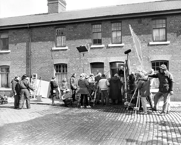 A film crew at work in the newly cobbled Richardson Street, in Heaton