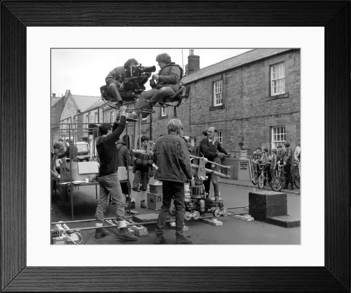Framed Print : A film crew at work in Haydon Bridge, in Northumberland in 1984 Framed Print : A film crew at work in Haydon Bridge, in Northumberland in 1984
