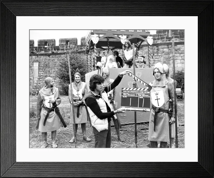 Framed Print : Tony Jackson holds high his clapper board at the making of the Disney film The Spaceman Framed Print : Tony Jackson holds high his clapper board at the making of the Disney film The Spaceman